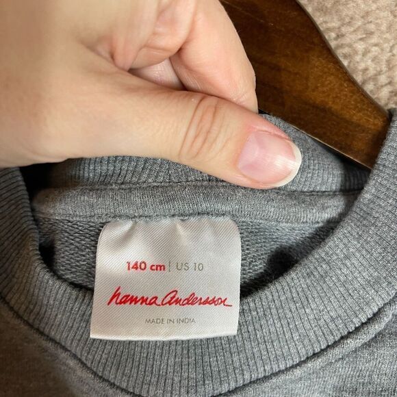 Hanna Andersson Sloth Sweatshirt Girls 140 10 Gray Short Sleeve Terry Crewneck - Picture 5 of 7